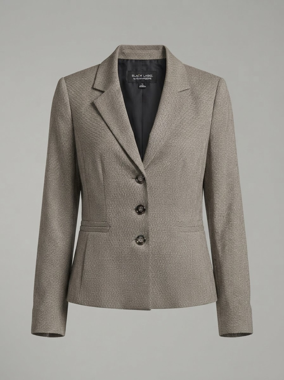 Black Label by Evan-Picone Women’s Taupe Gray Herringbone Blazer Size 14
